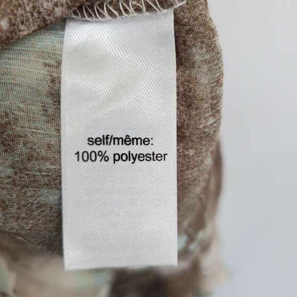 Maurices Brown Beige Zigzag Print Sheer Ruffle Hem Racerback Tank Top M Boho - Picture 11 of 14